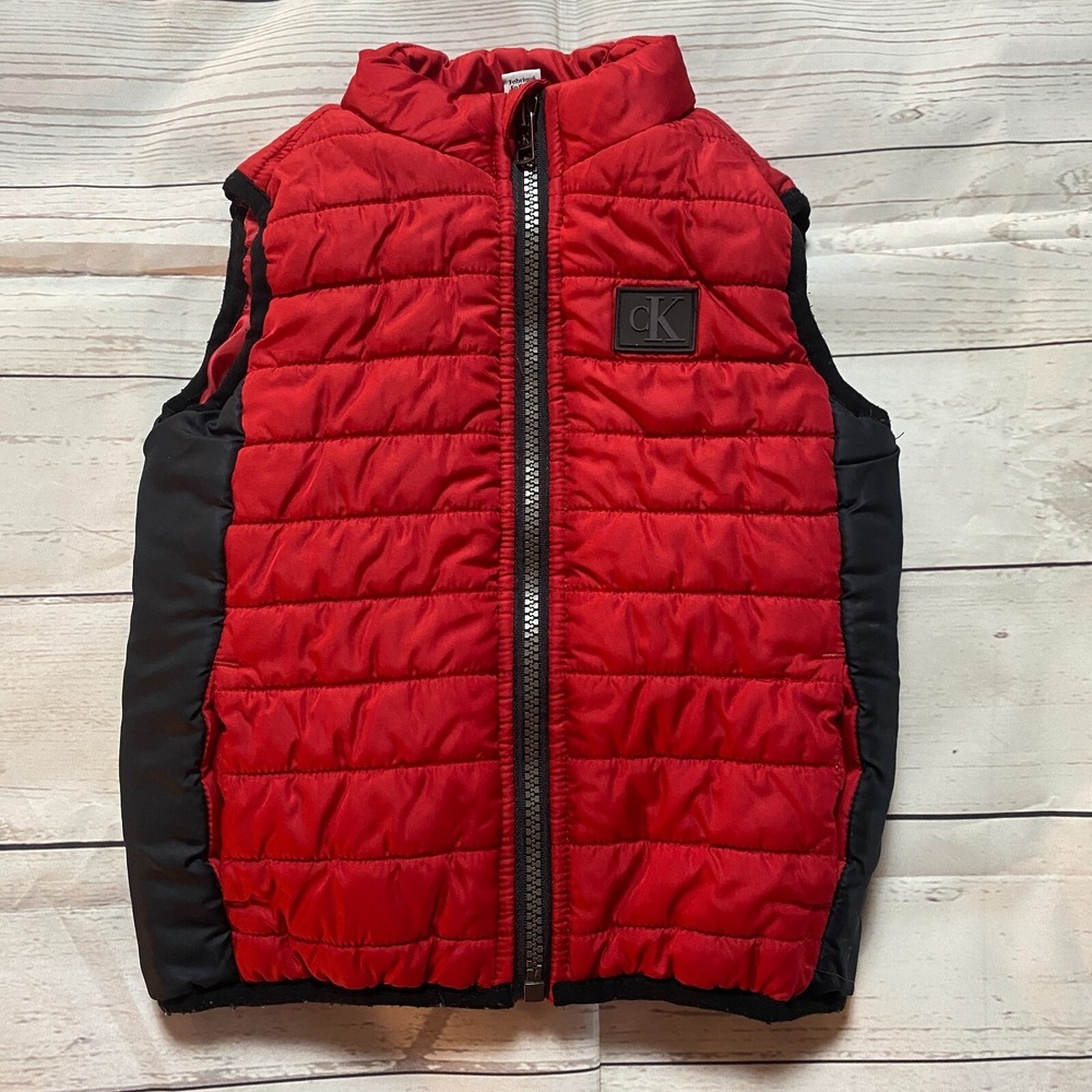 Calvin Klein Puffer Vest Red Full Zip Red and Black Baby Boy's‎ Size 18 Months